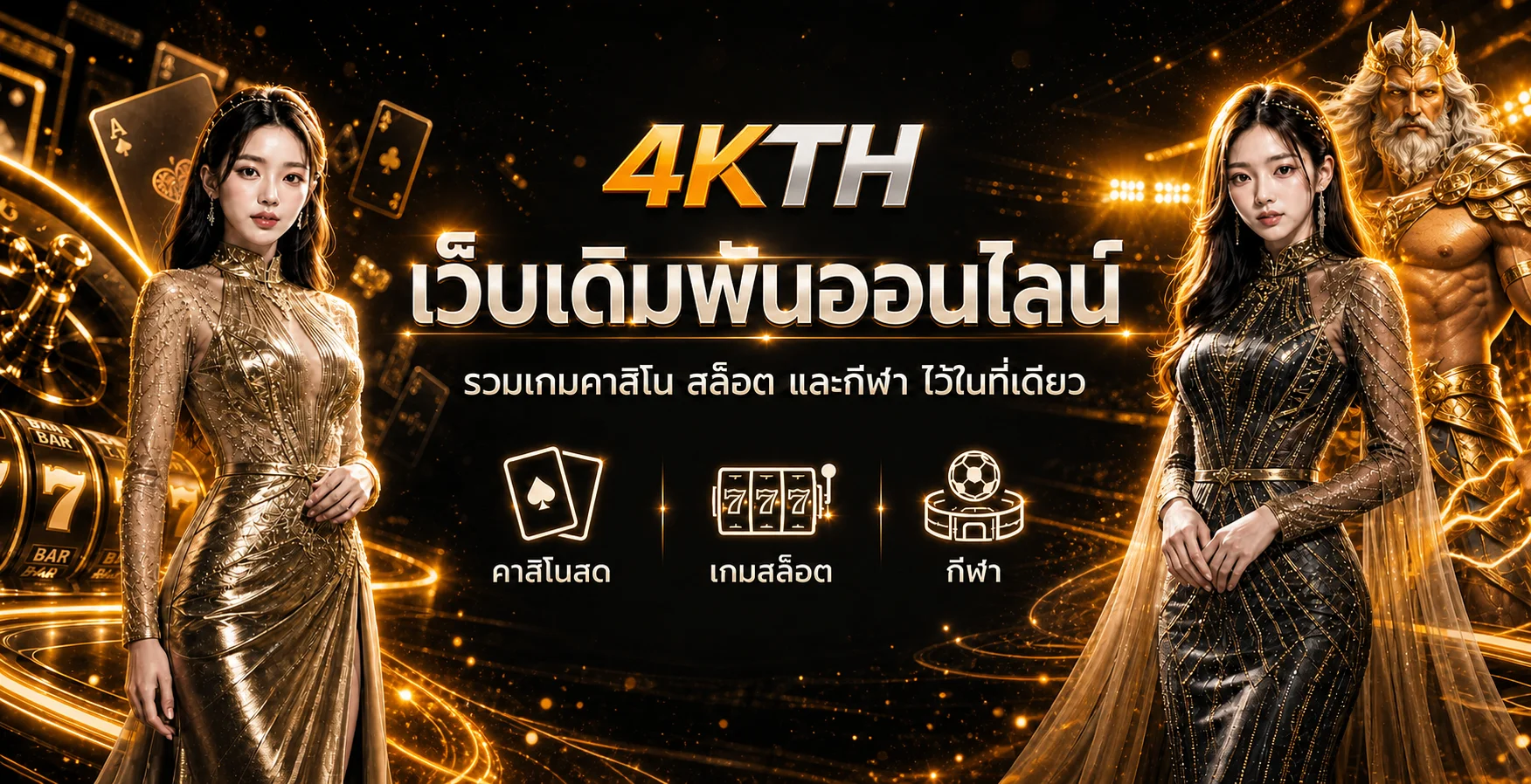 แบนเนอร์ 4KTH รวมเกมคาสิโน สล็อต และกีฬา